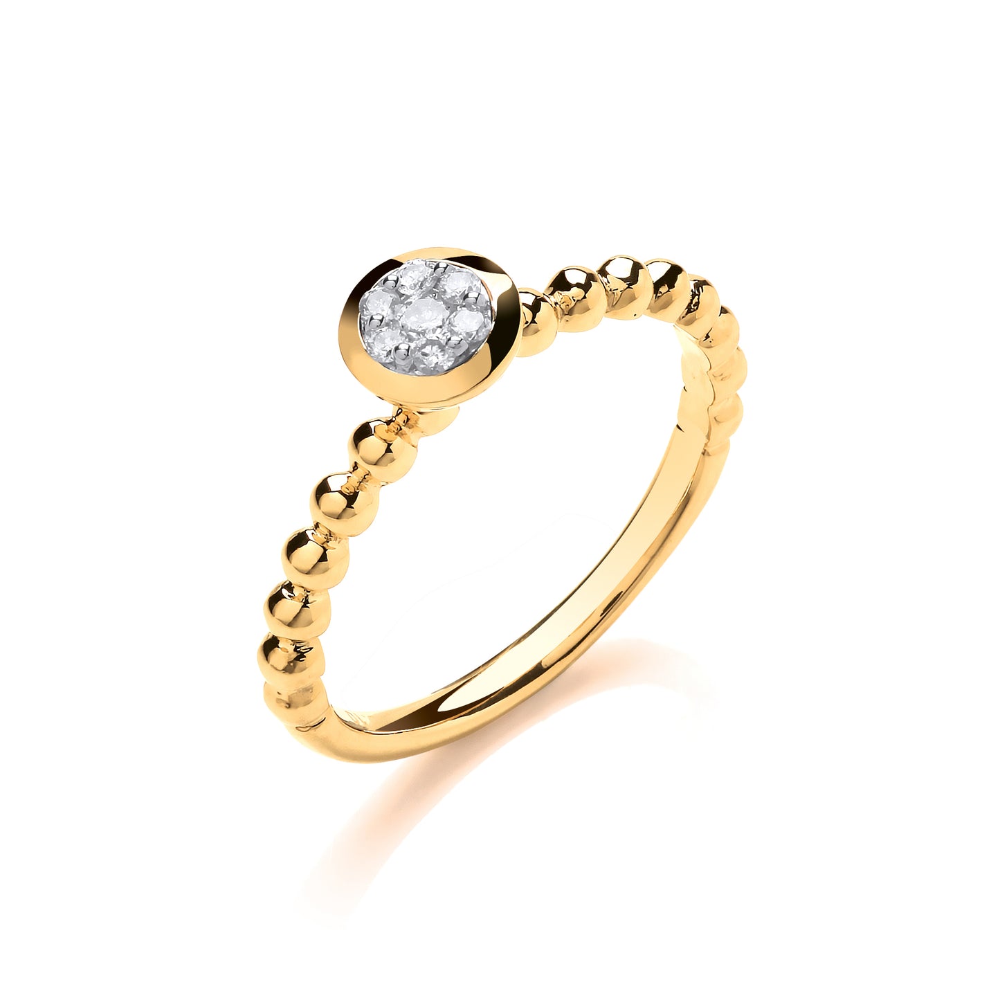 9ct Gold 0.10ct Fancy Beaded Shank Ring