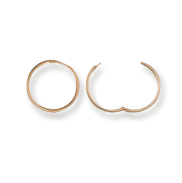 9ct Gold 14mm Plain Hinged Sleepers