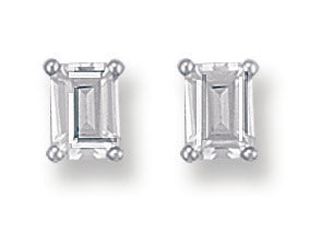 White Gold Emerald Cut Emerald Cut Stud Earrings