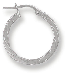 White Gold 20mm Twisted Hoop Earrings