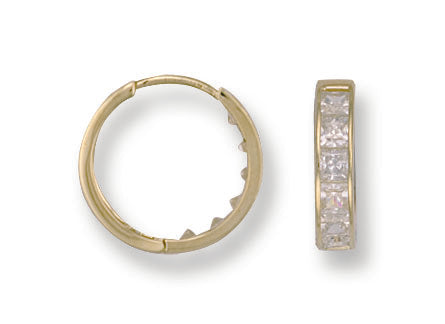 Gold Princess Cut Cz Huggies