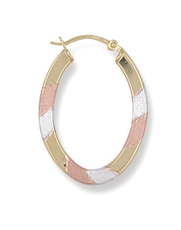 White Yellow & R/G Fancy Oval Earrings