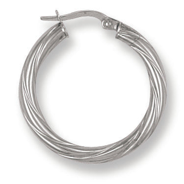 White Gold Twisted Hoop earings