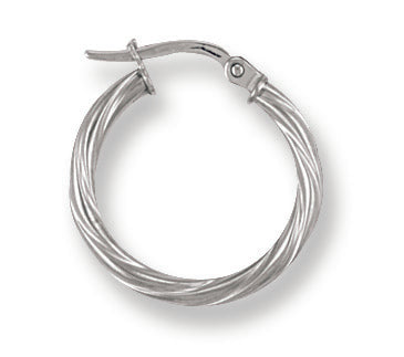 White Gold 19mm Twisted Hoop Earrings