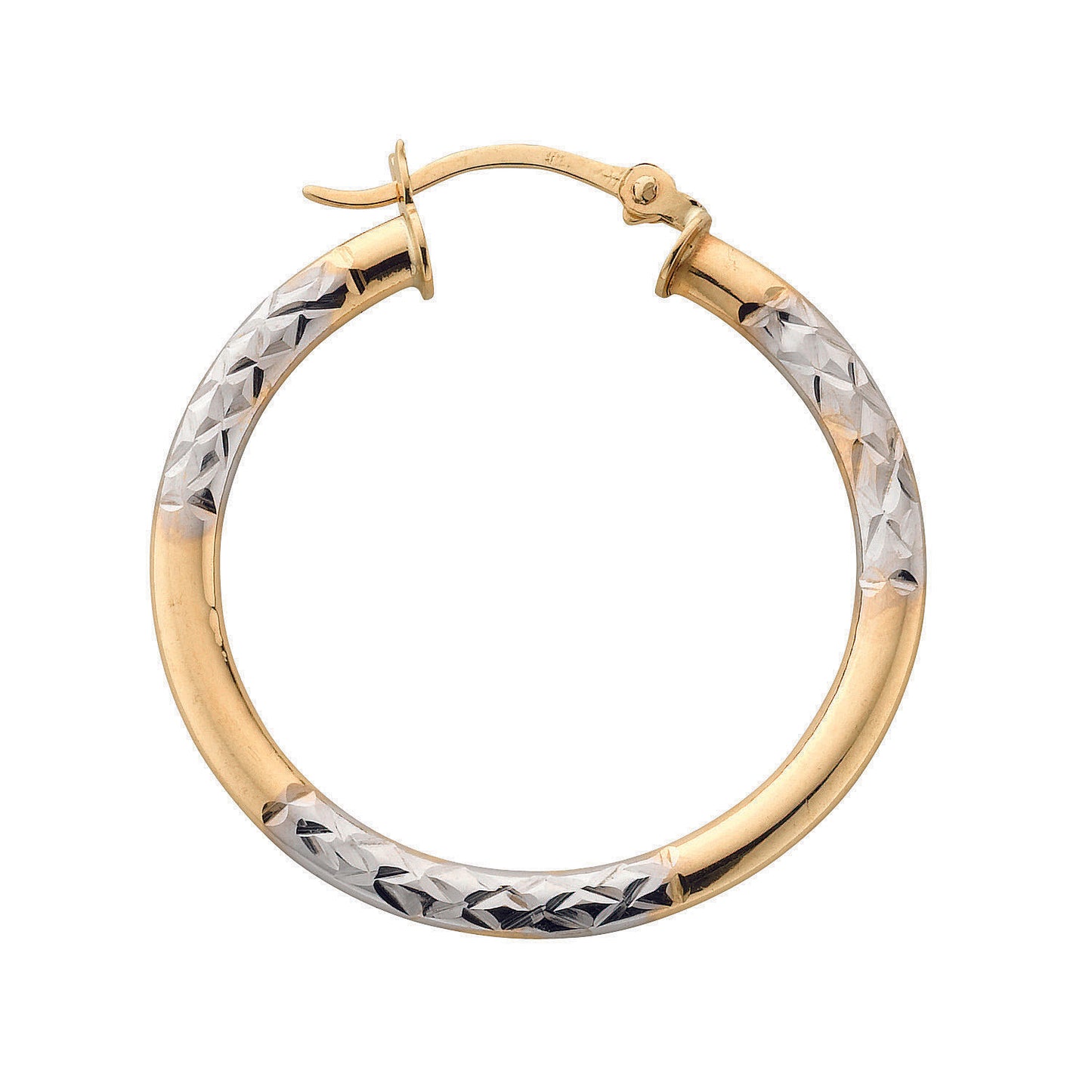 Yellow & White Gold D/C Hoop Earrings