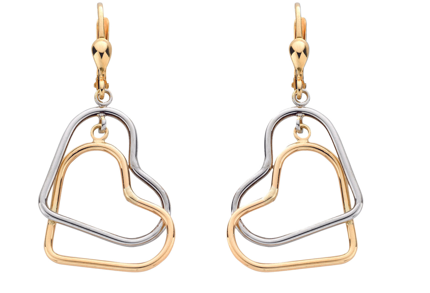 Yellow & White Gold Heart Drops