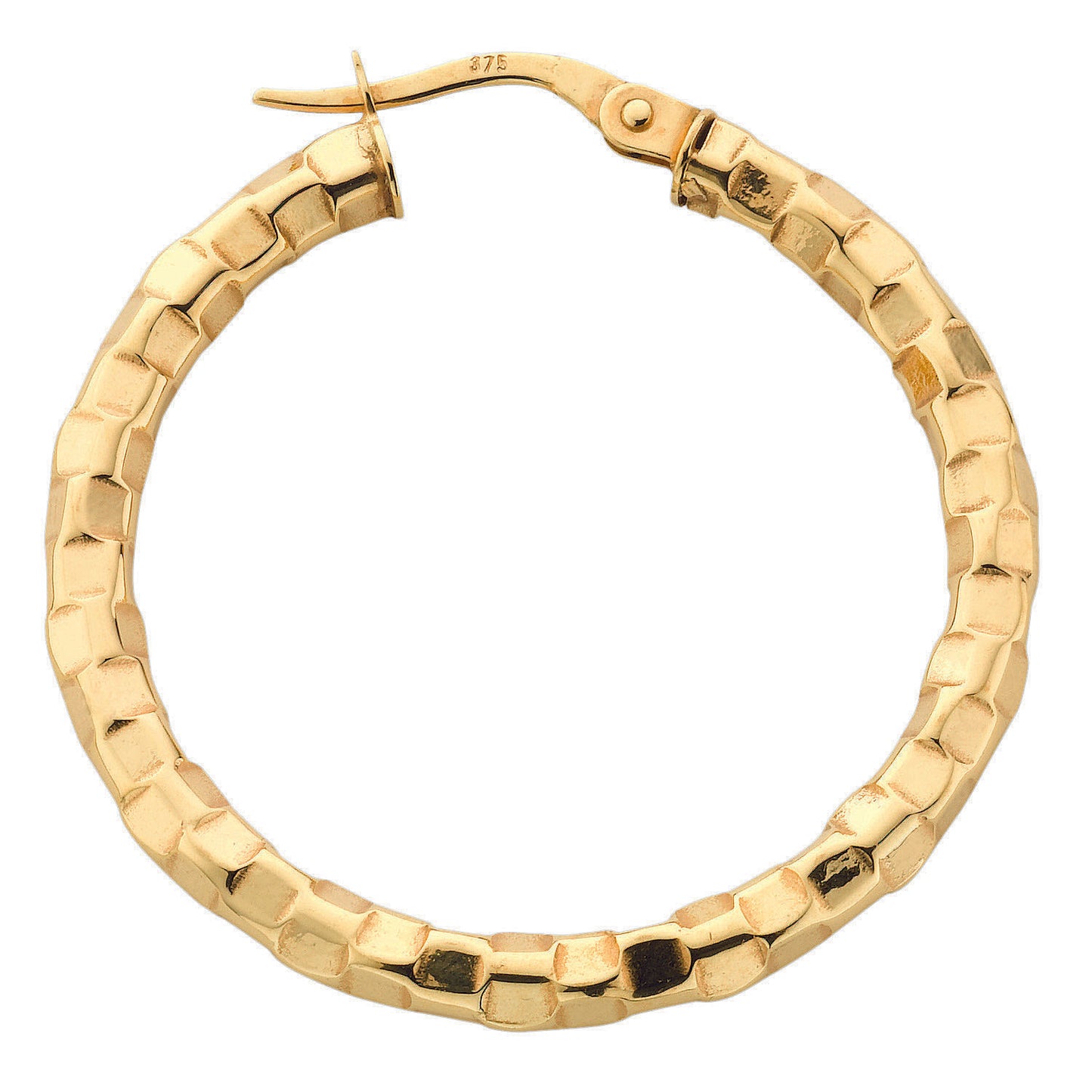 Gold 31.2mm Fancy Hoop Earrings
