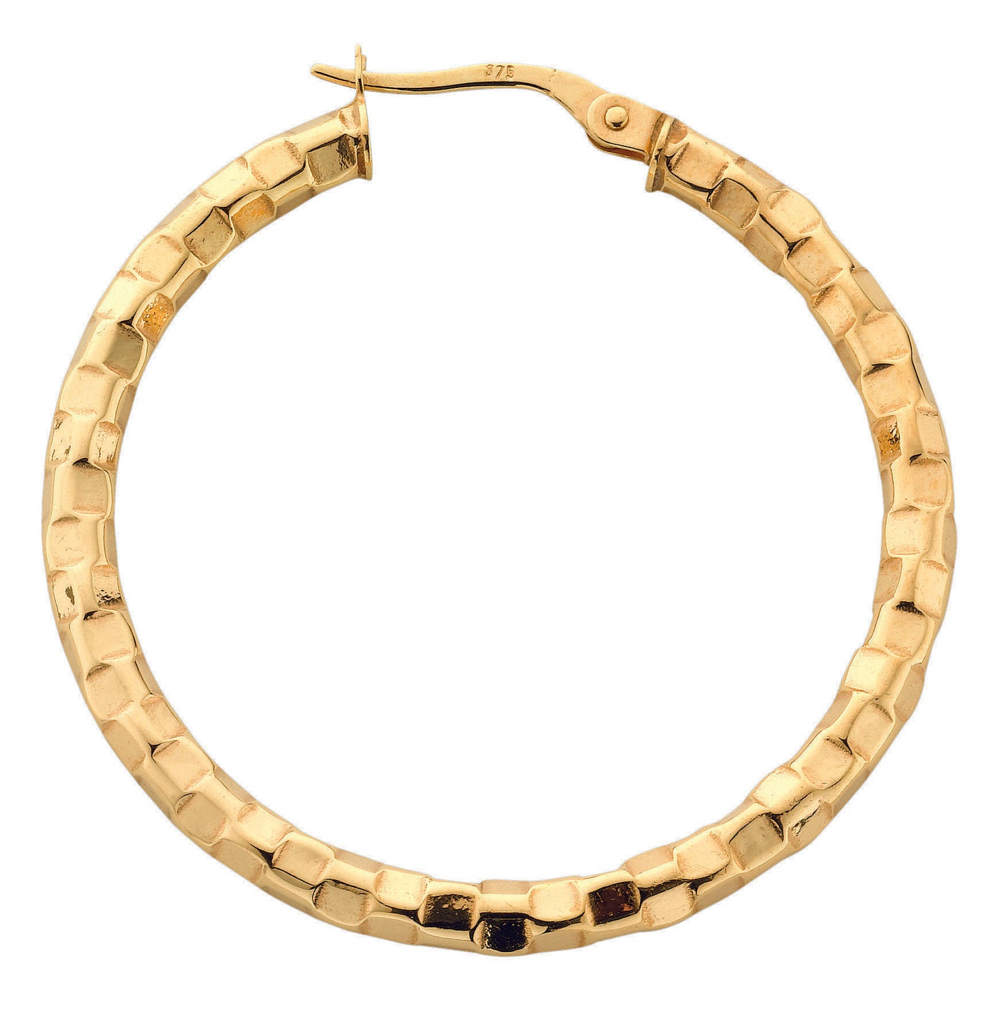 Gold 36.3mm Fancy Hoop Earrings