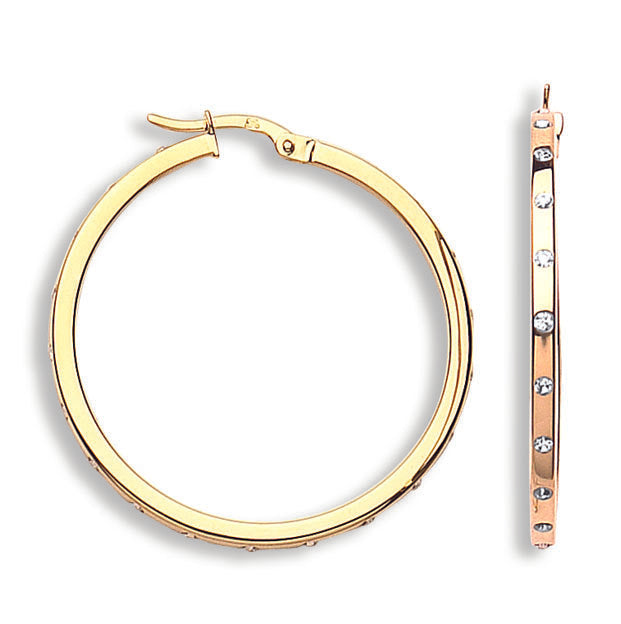 Gold Cz Hoop Earrings