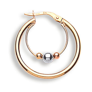 Y White & R/G 24.7mm Fancy Hoop Earrings