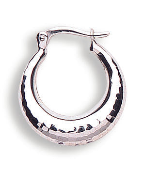 White Gold D/C Hoop Earrings