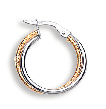 Yellow & White Gold Double Hoop Earrings