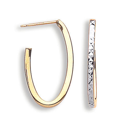 Yellow & White Gold Oval Hoop Earrings
