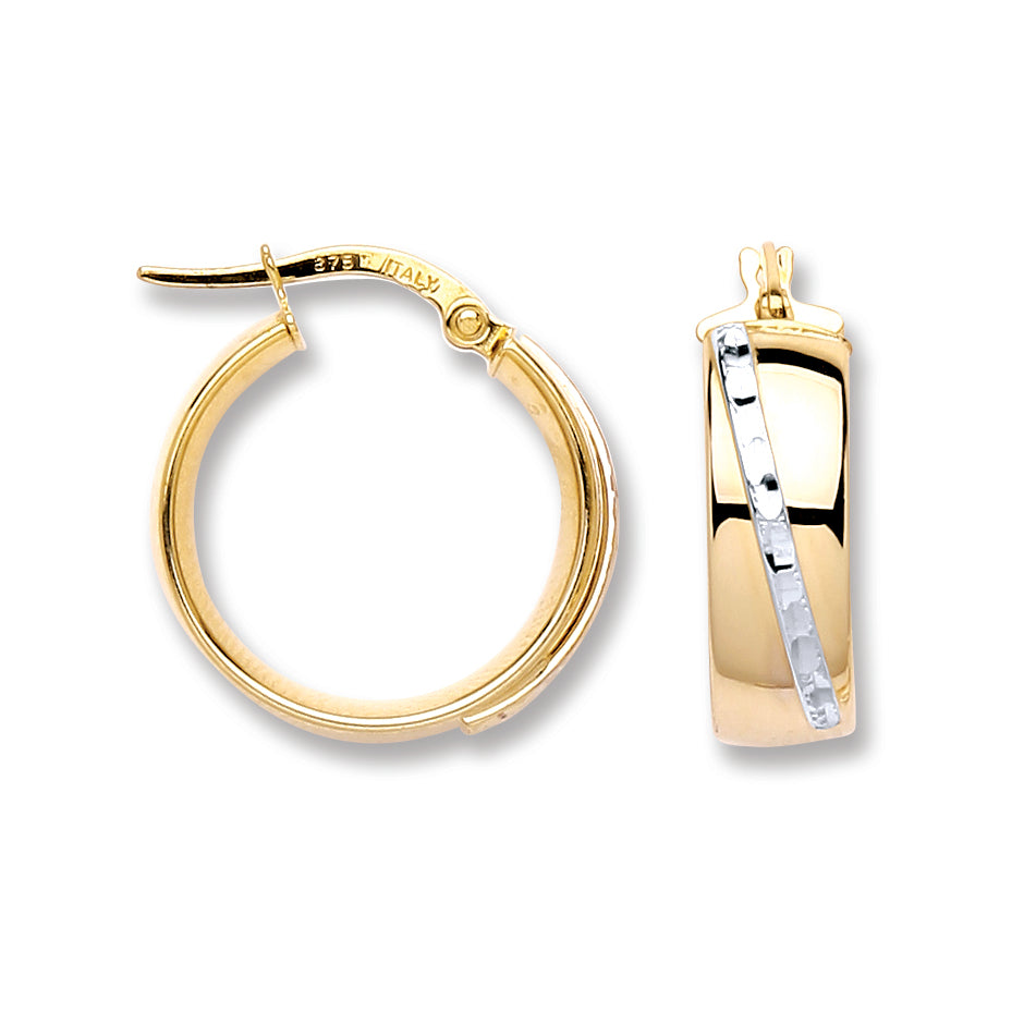 YG Two Colour Raised Line Hoop