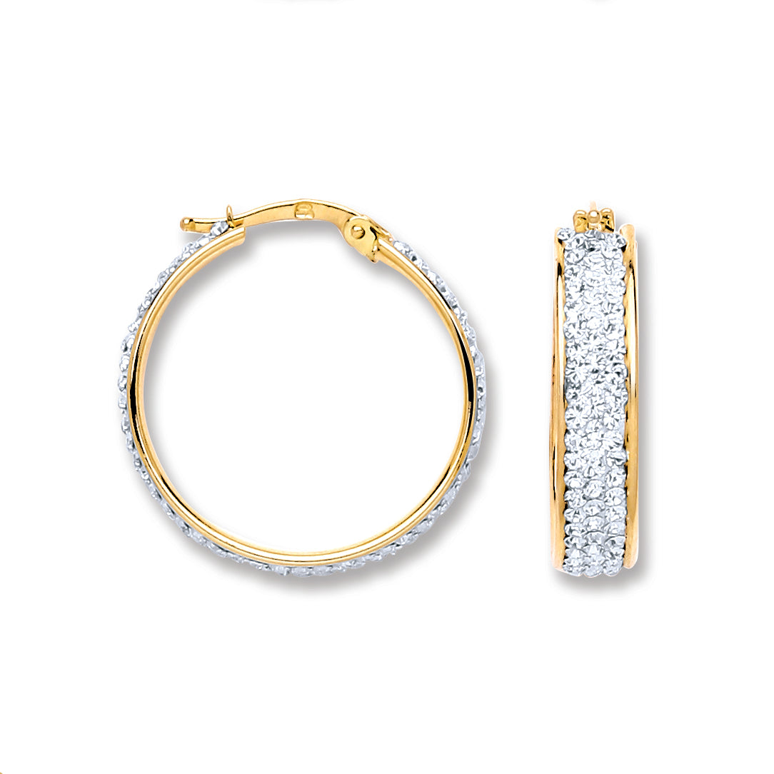 Gold Cz Round Hoop Earrings