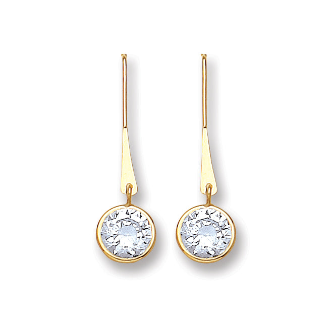Gold Cz Drop Hook Style Earrings