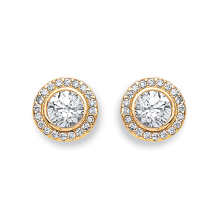 Gold 9mm Halo CZ Stud