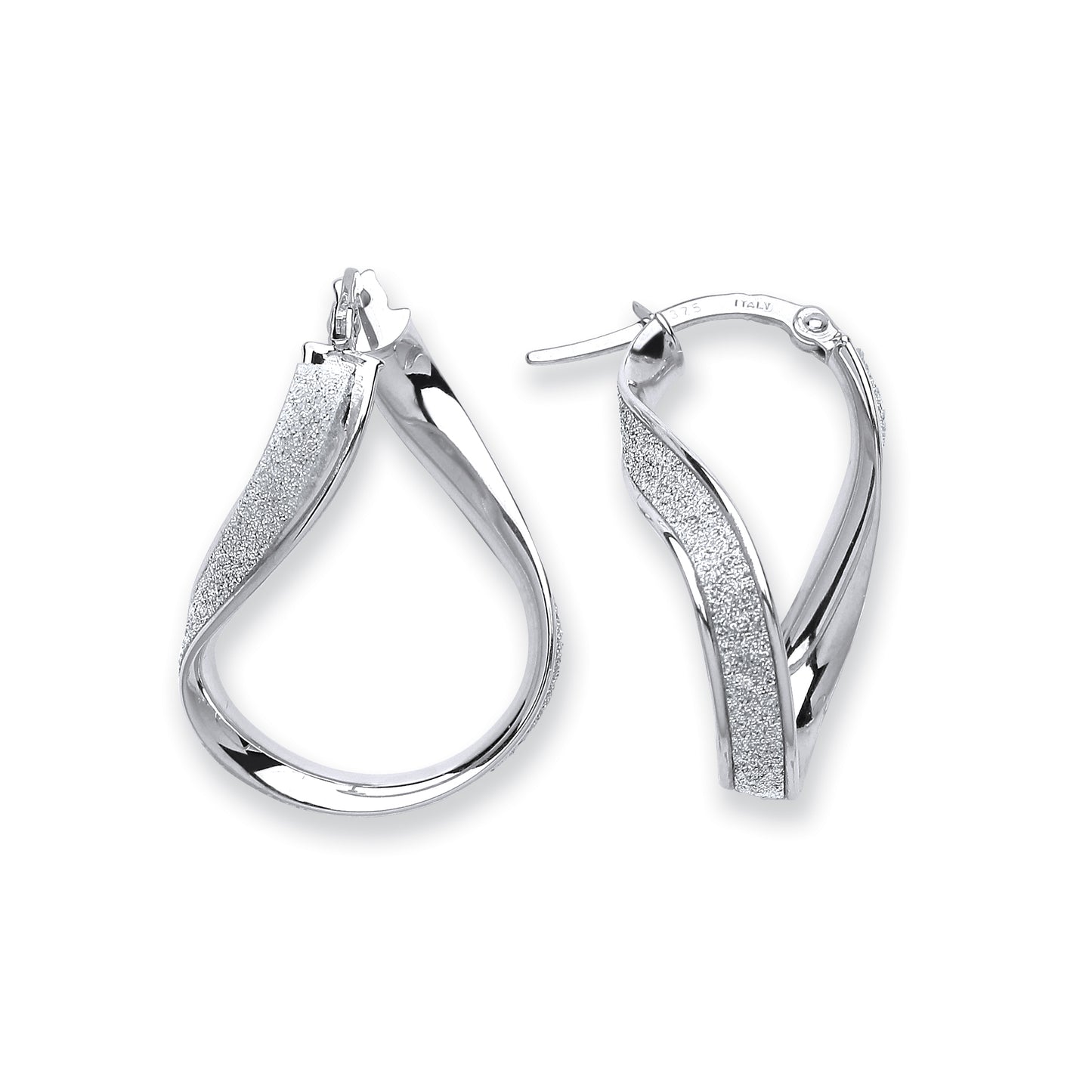 White Gold Wavy Moodust Earrings