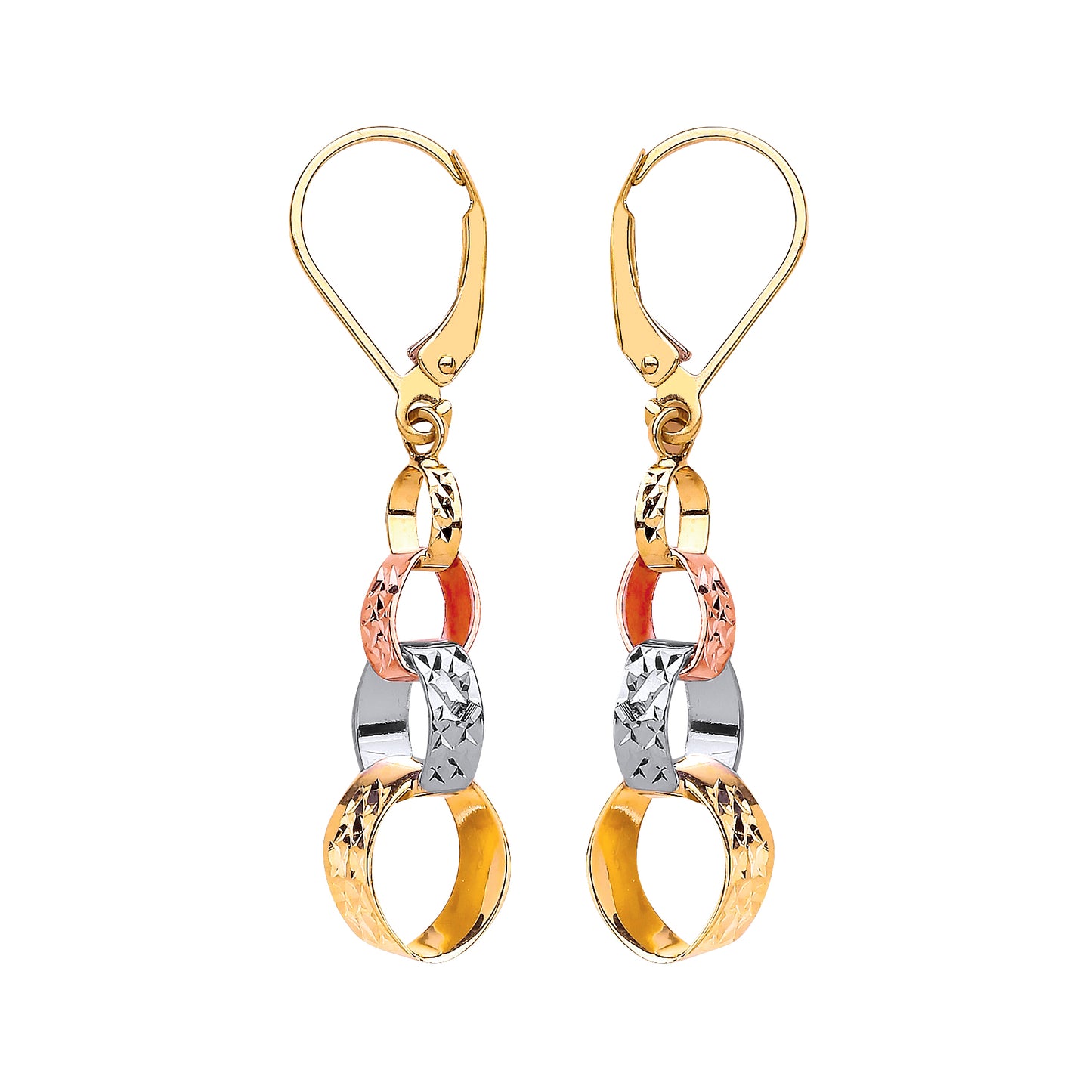 Three Colour Interlink Drop Earrings