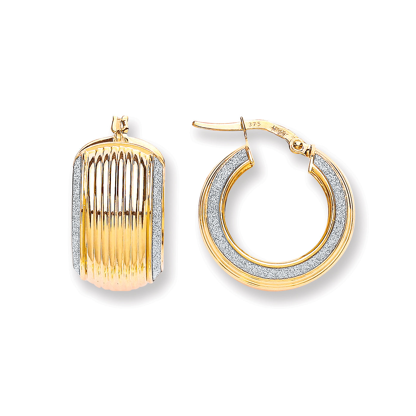 Gold Wide Ribbed Moondust Edge Earring