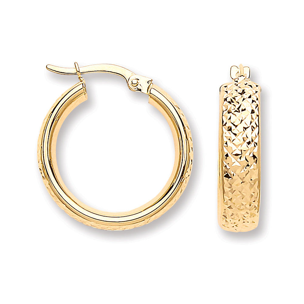Gold Tyre Tread Design 19.8mm D Shape Earrings
