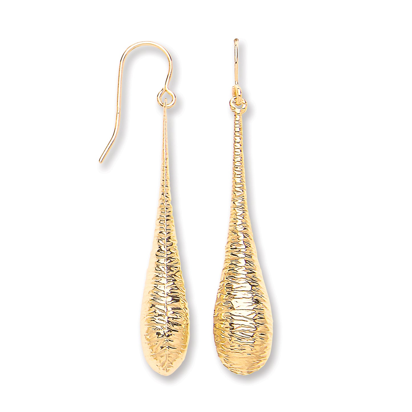 Gold Imprint Drop Hook Earrings