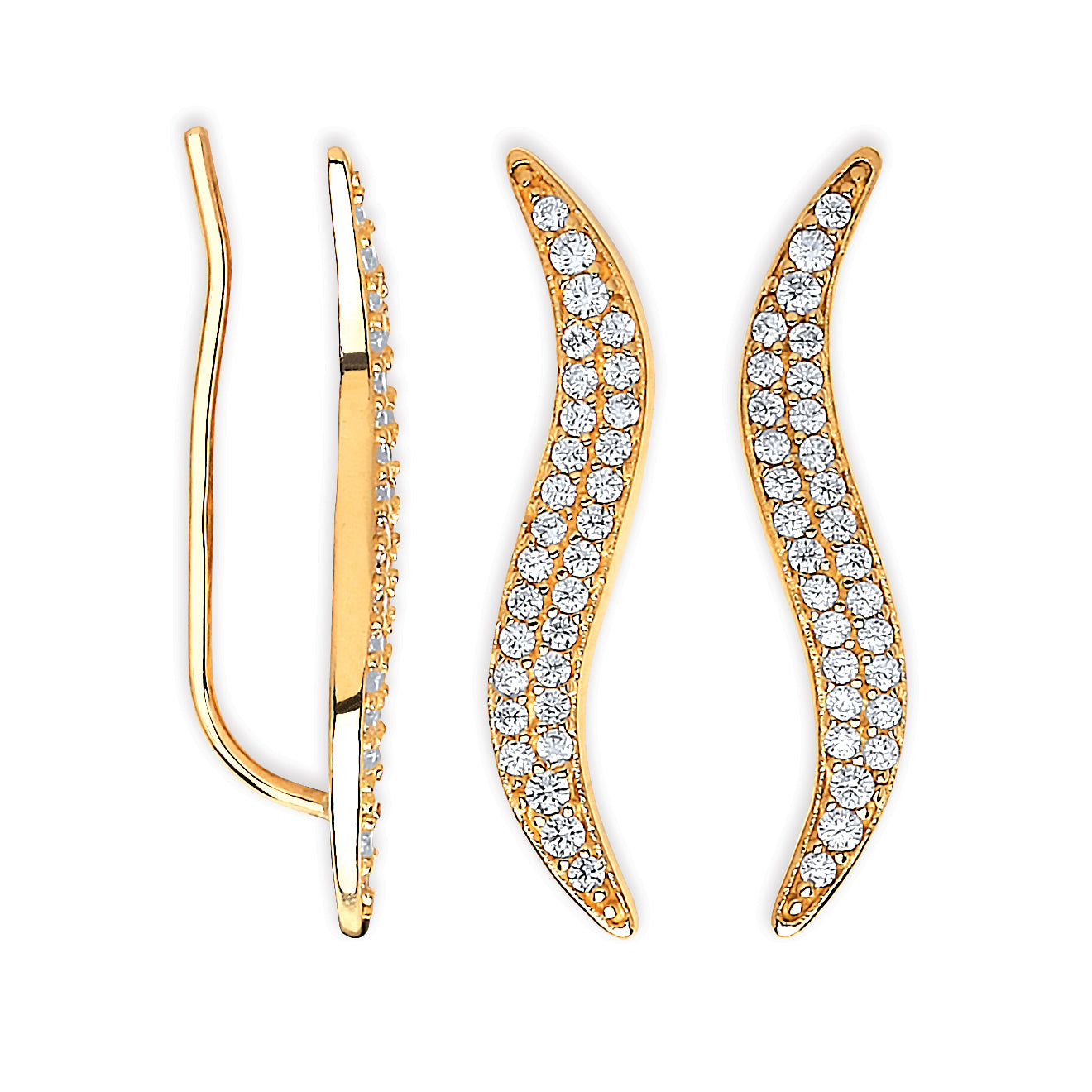 Gold Arc-shaped Ear Hook Cz Ear Clip Earrings