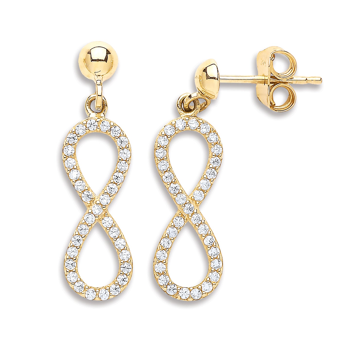 Gold Figure of 8 Cz Earrings