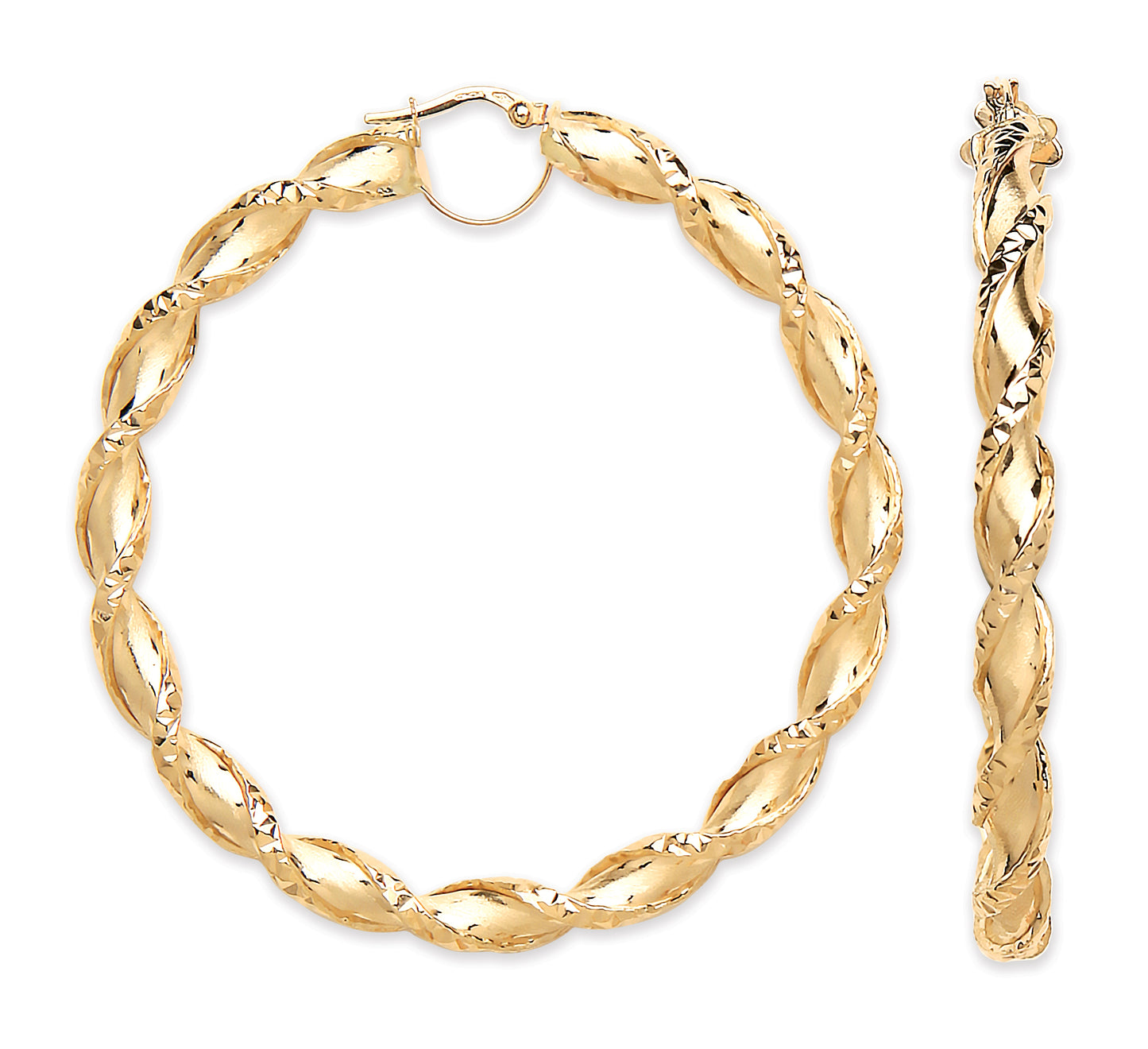 YG 61mm Twisted HolloWhite Hoop Earrings