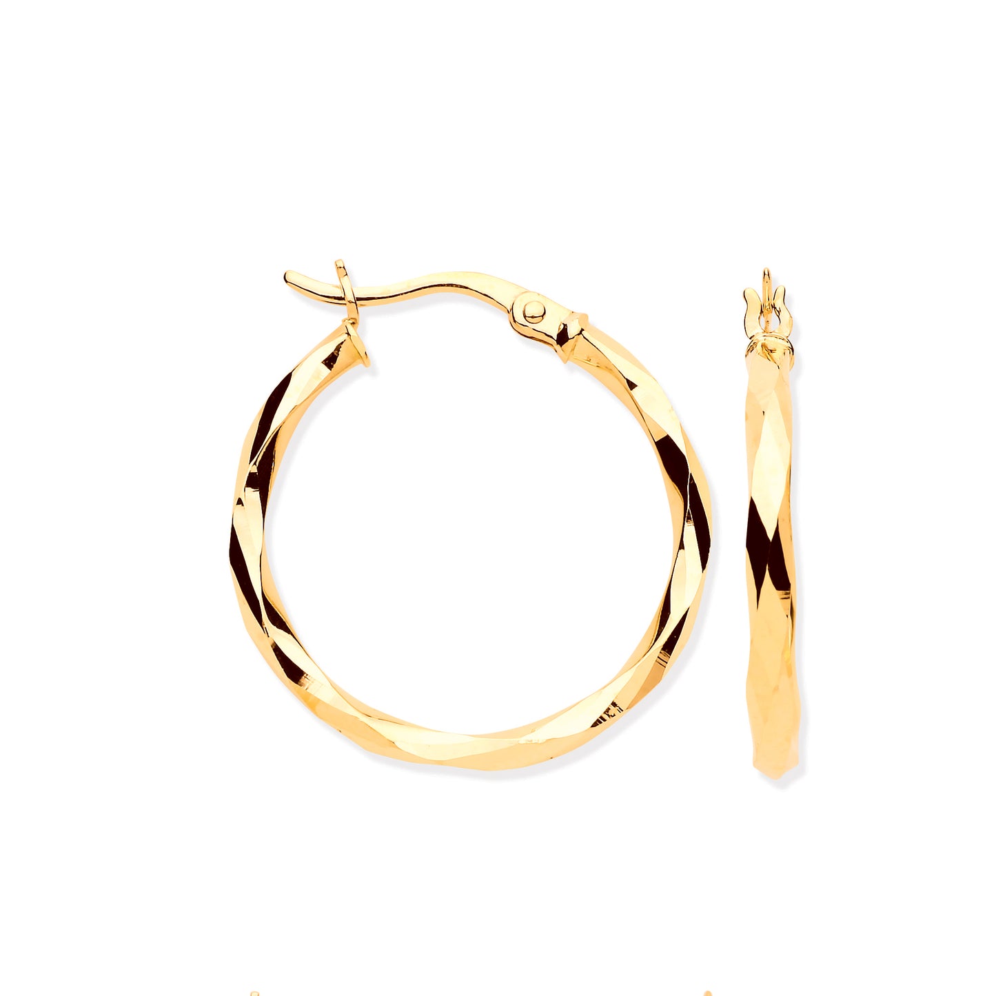 Gold Faceted 22mm Hoop Earrings