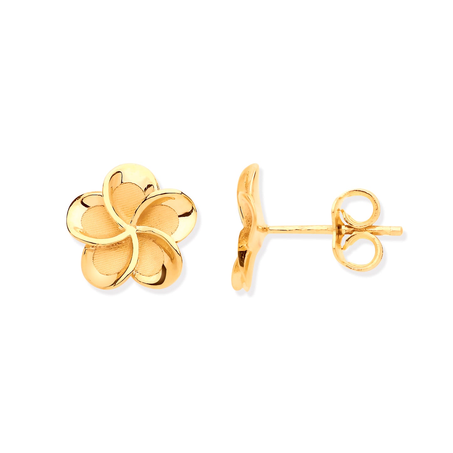 Gold Flower, Frosty Finish Stud Earrings