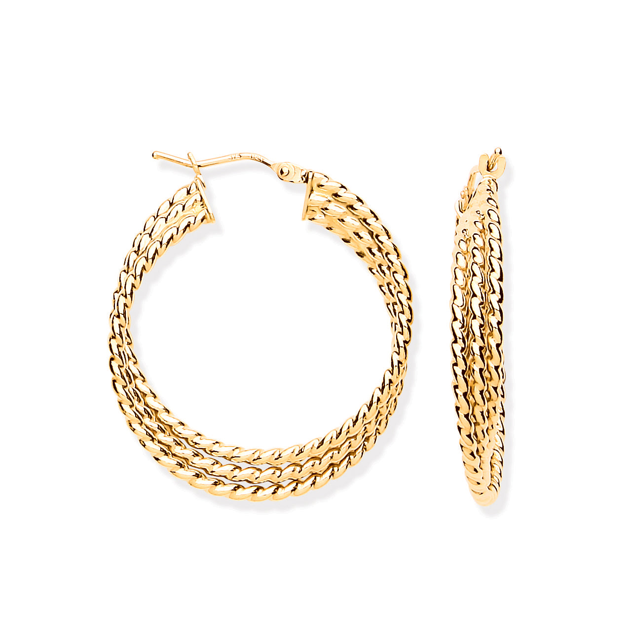 YG Large Triple Layer Ribbed Hoop Earrings