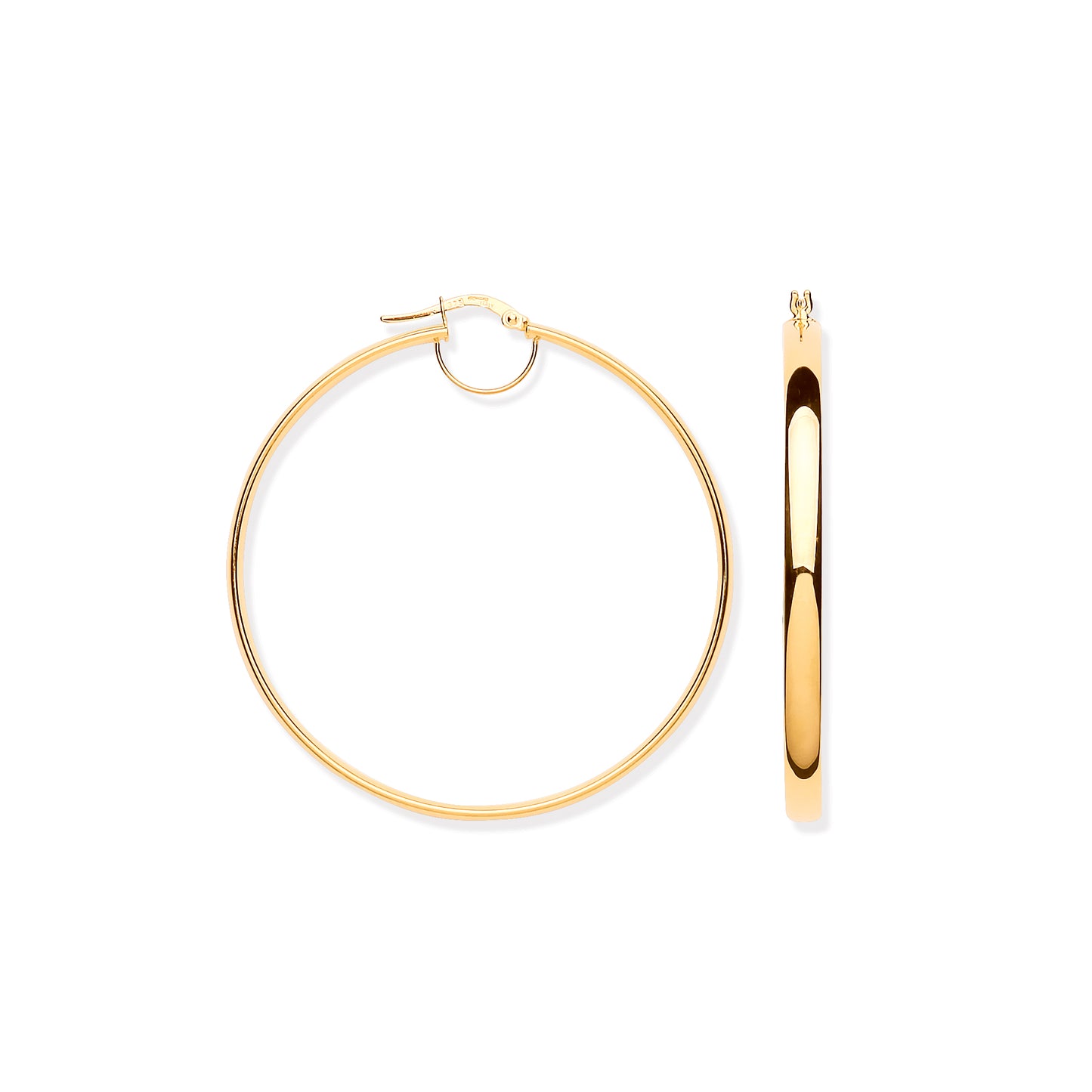 Gold 54mm Flat Tube Hoop Earrings