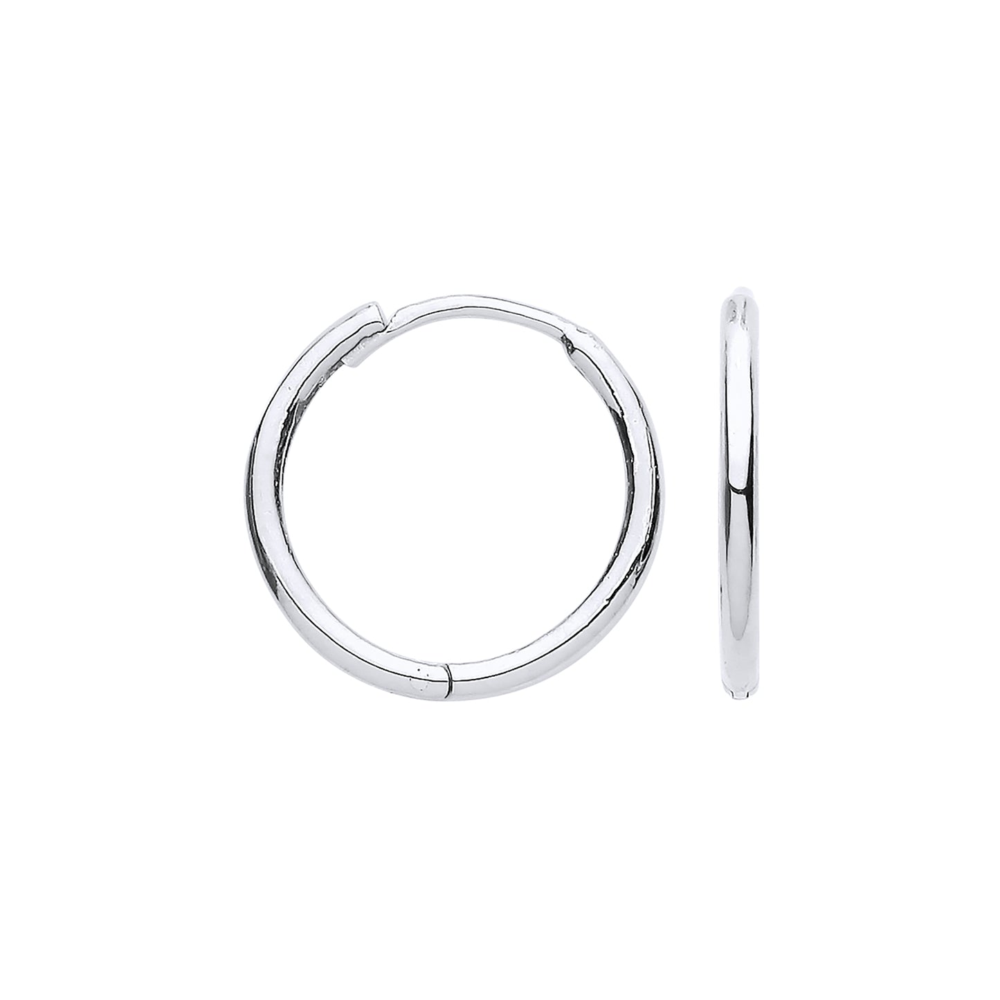White Gold 14mm Plain Hinged Huggies