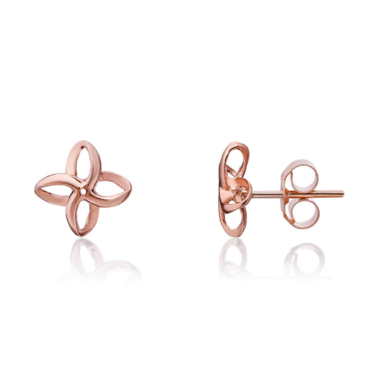 9ct Rose Gold Simple Flower Stud Earrings