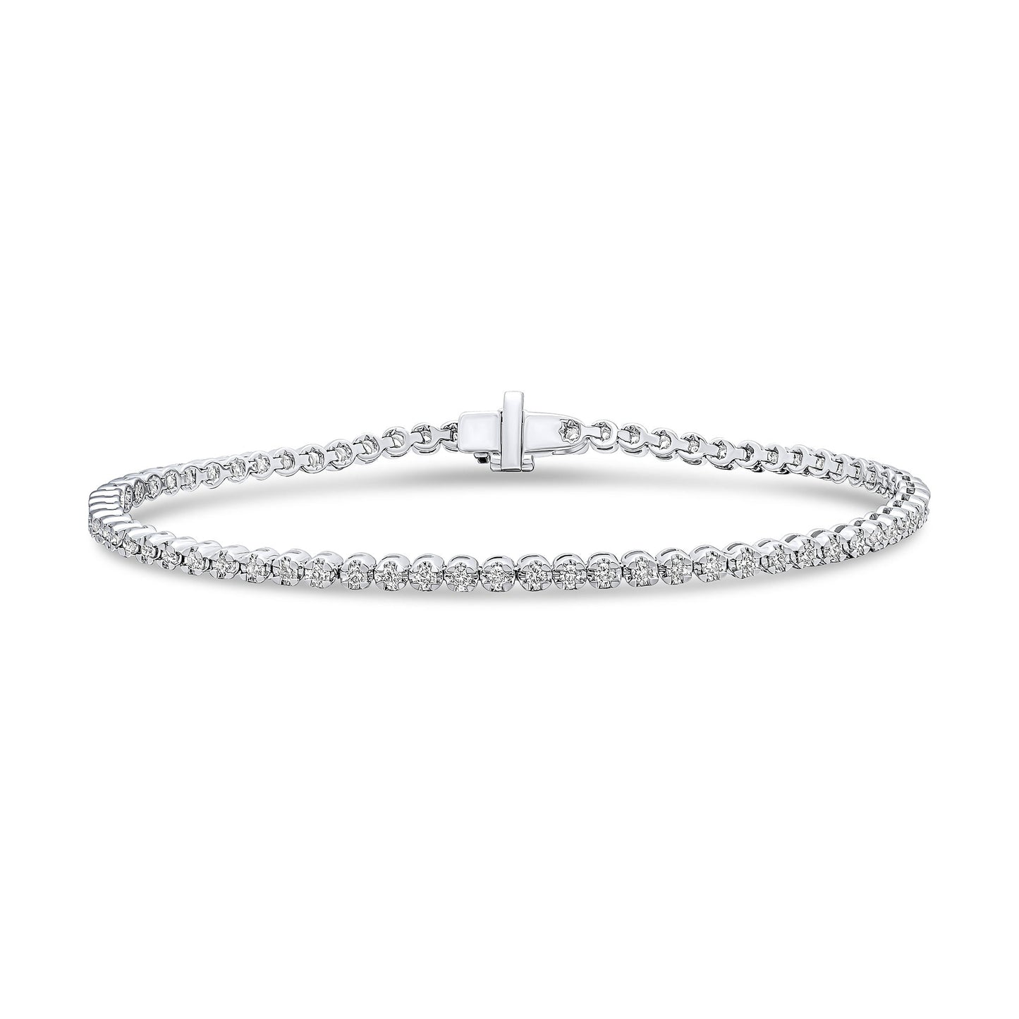 18Wg.Bc.Diamond Claw Line Bracelet