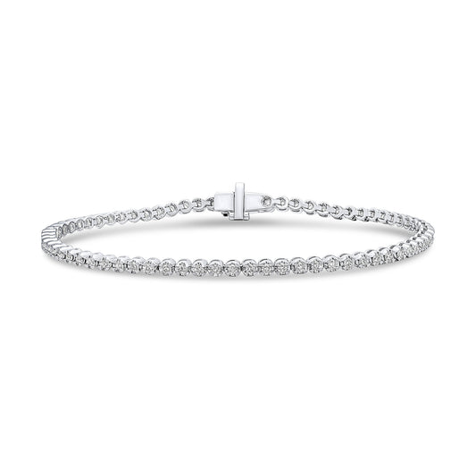 18Wg.Bc.Diamond Claw Line Bracelet