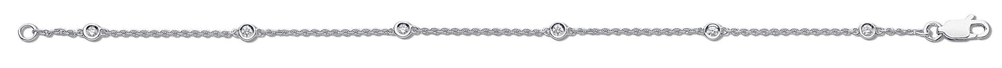 18ct White Gold 0.20ct Diamond by the yard Rubover Bracelet