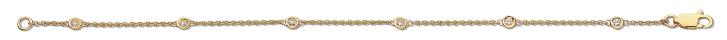 18ct Yellow / White Gold 0.20ct Diamond by the yard Rubover Bracelet