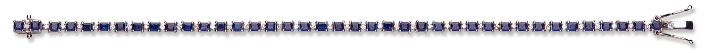 18ct White Gold Diamond & Blue Sapphire Bracelet