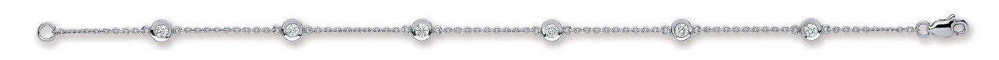 18ct White Gold 0.40ct Diamond by the yard Rubover Bracelet