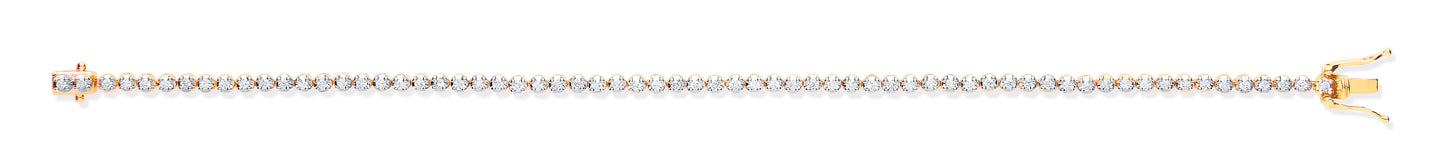 18ct Yellow / White Gold 1.00ct White Diamond Tennis Bracelet