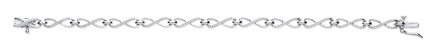 9ct White Gold 0.25ct Diamond Infinity Link Bracelet