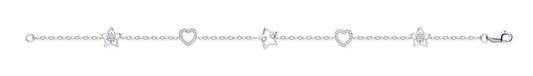 9ct White Gold 0.20ct White Hearts & Stars Diamond Bracelet