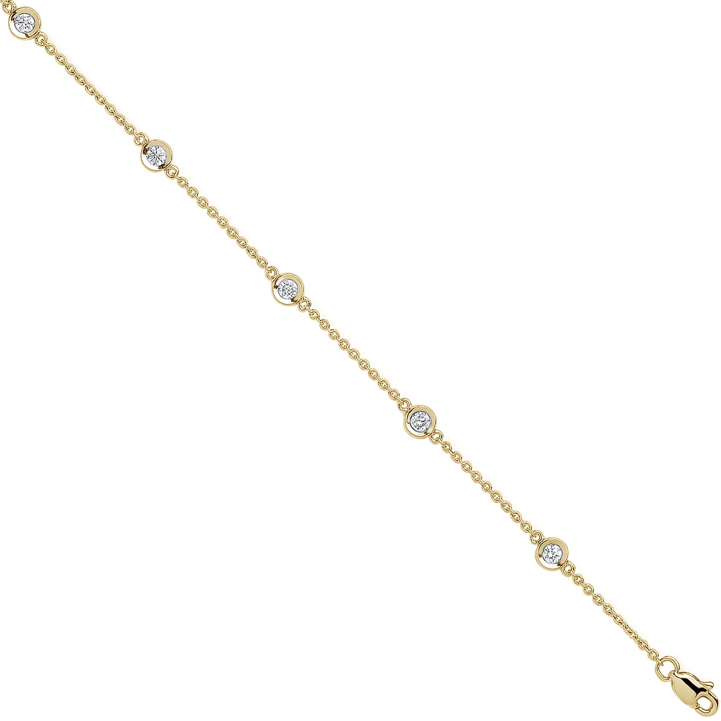 18ct Yellow / White Gold 0.40ct Diamond by the yard Rubover Bracelet