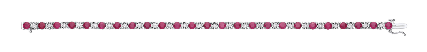 18ct White Gold 0.54ct Diamond & 5.38ct Ruby Bracelet