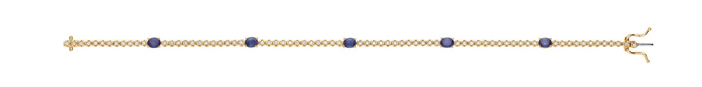 9ct Yellow / White Gold bracelet 0.40ct Diamond 1.15ct Sapphire