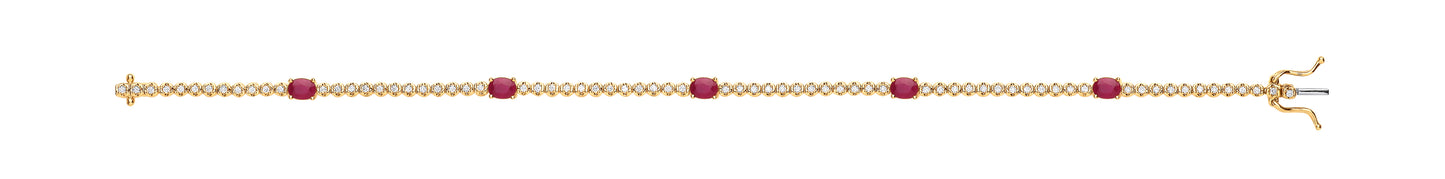 9ct Yellow / White Gold bracelet 0.40ct Diamond 1.15ct Ruby