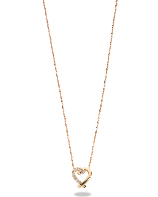 9ct Gold 0.05ct Diamond Heart Pendant with 18in/45cm Chain