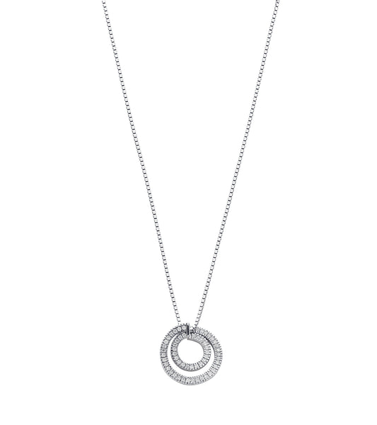 9ct White Gold 0.31ct Diamond Circle Pendant with 18in/45cm Chain